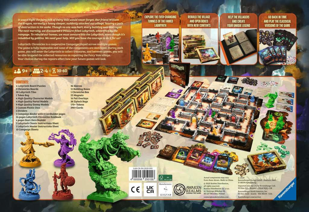 Labyrinth Chronicles, inhoud met 3D-labyrint en miniaturen