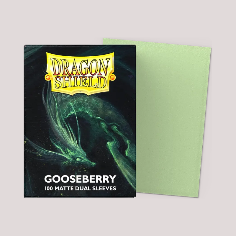 Doos met 100 Dragon Shield Dual Matte sleeves in de kleur Gooseberry (lichtgroen)