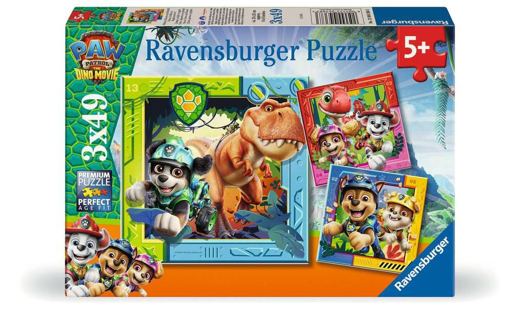 Kinderpuzzel 3x49 stukjes - Paw Patrol Dino