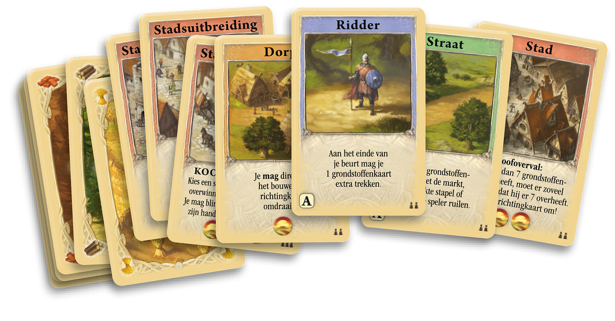 Speelmateriaal van Catan: Het snelle Kaartspel, kaartspel van 999 Games