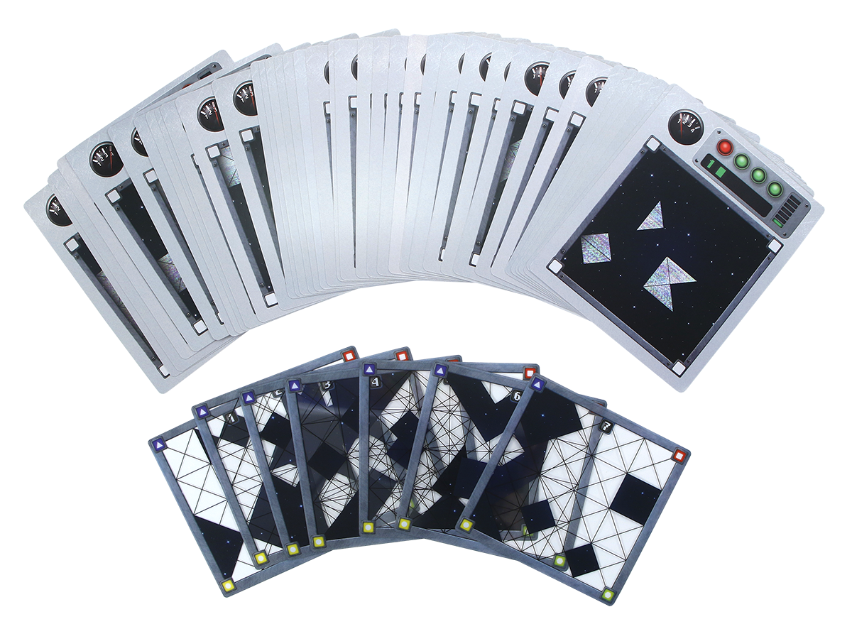 Speelmateriaal van Cover It: Universe, solospel van 999 Games