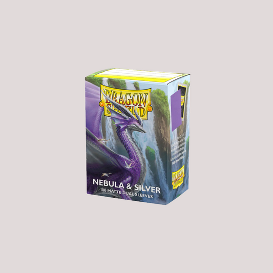 Doos met 100 Dragon Shield Dual Matte sleeves in de kleur Nebula & Silver (paars)