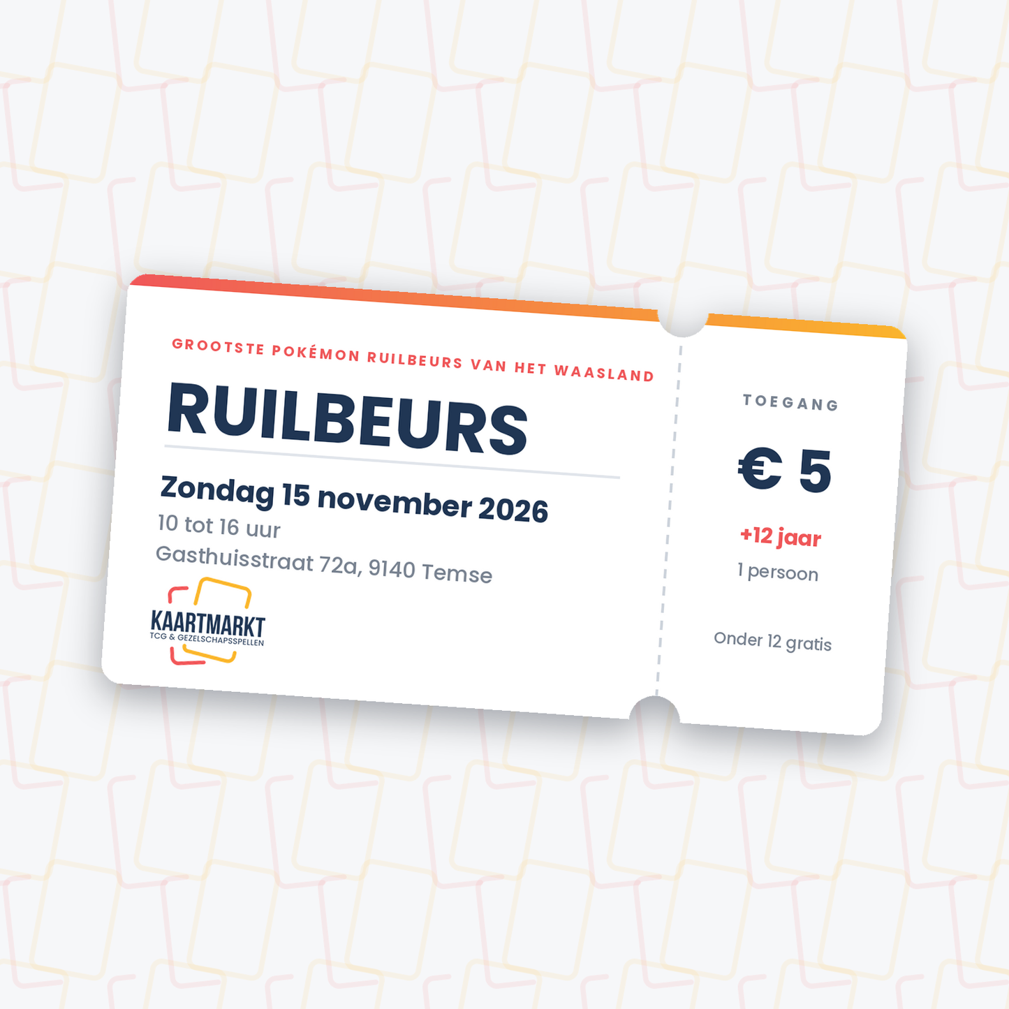 Inkomticket Ruilbeurs 15 november 2026 (+12 jaar)