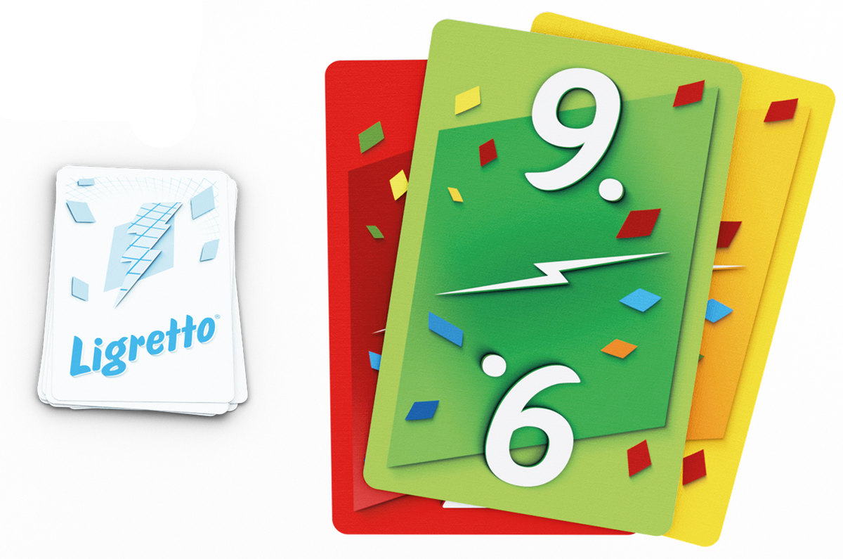 Speelmateriaal van Ligretto Blauw, kaartspel van 999 Games