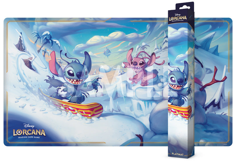 Disney Lorcana Hyperia City speelmat met snowboardende Stitch van Ravensburger