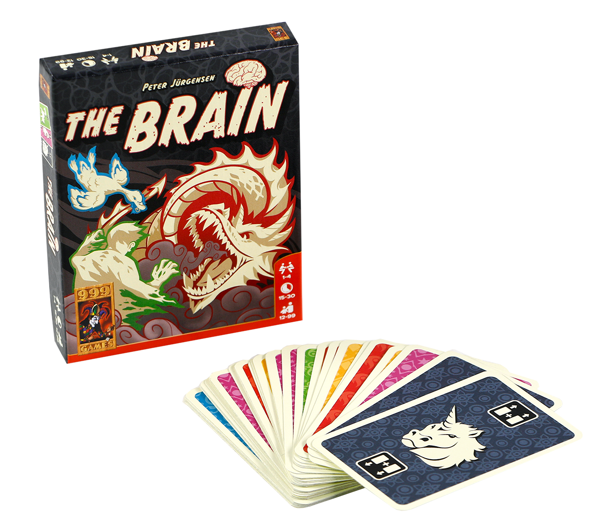 Speelmateriaal van The Brain, kaartspel van 999 Games