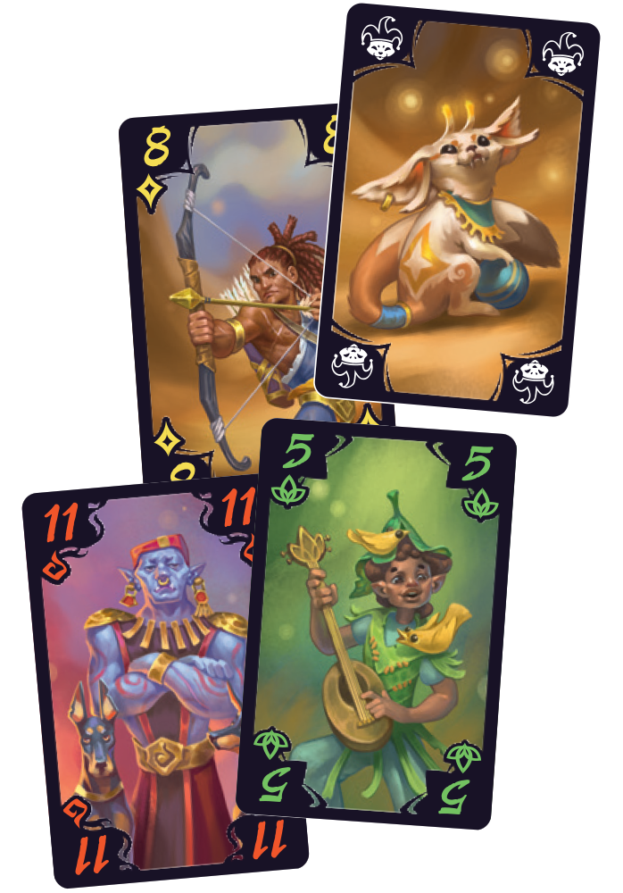 Speelmateriaal van Wizard, kaartspel van 999 Games