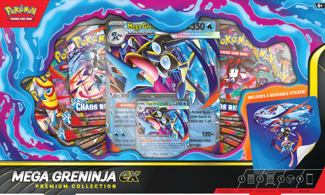 Pokémon TCG Mega Greninja ex Premium Collection, Engelstalige doos met promokaarten en 8 boosterpakjes