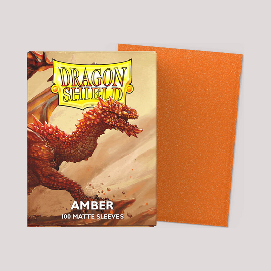 Doos met 100 Dragon Shield Matte sleeves in de kleur Amber (oranje)